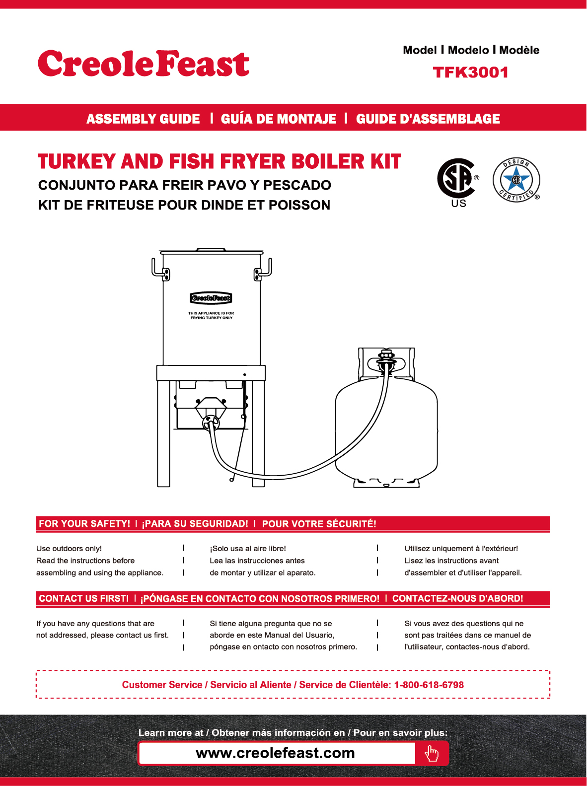 Creole Feast® TFK3001 Turkey & Fish Fryer Boiler Steamer Kit