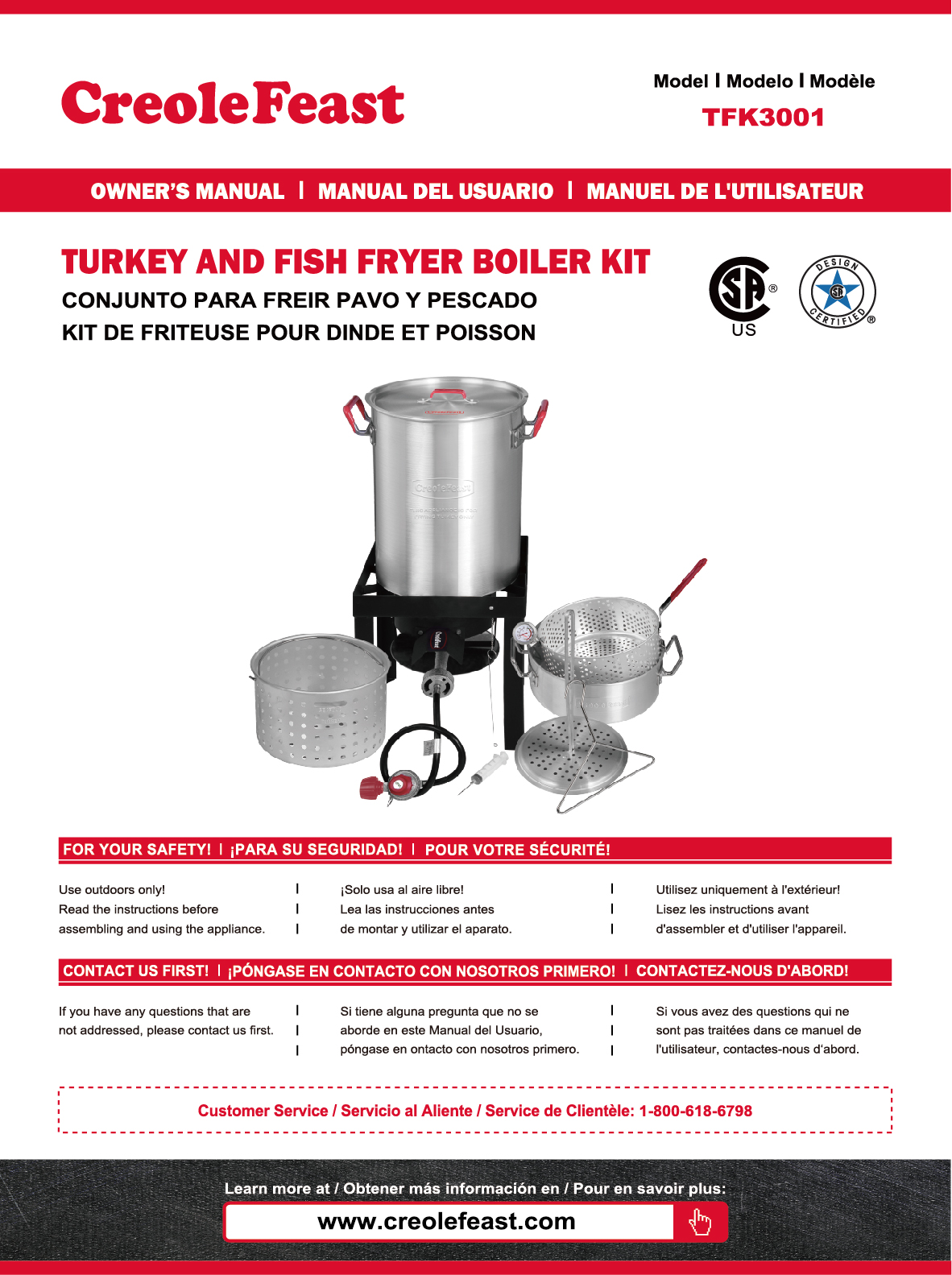 30 Qt Turkey Deep Fryer & 10 Qt Fish Fryer Kit, Aluminum Seafood Cra